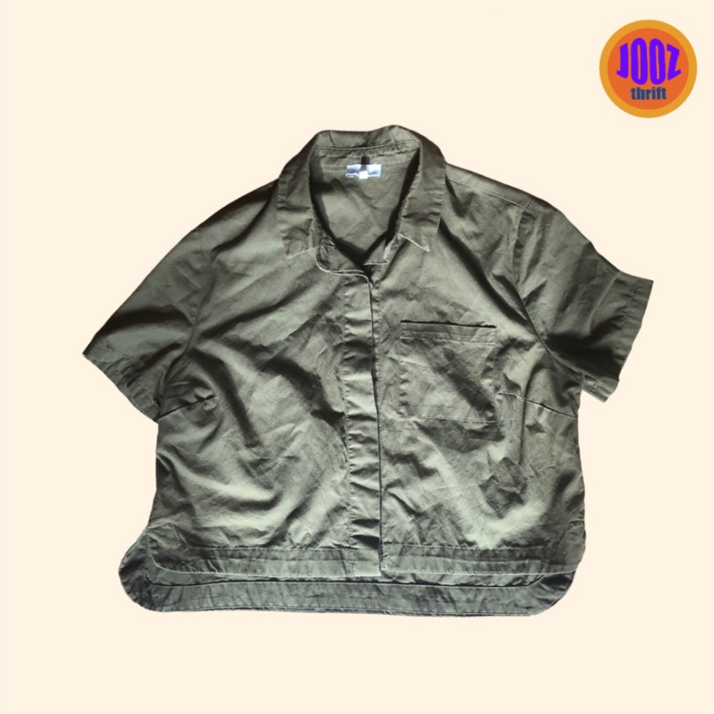 Crop blouse Defrost size M medium dark green style army, baggy, streetwear